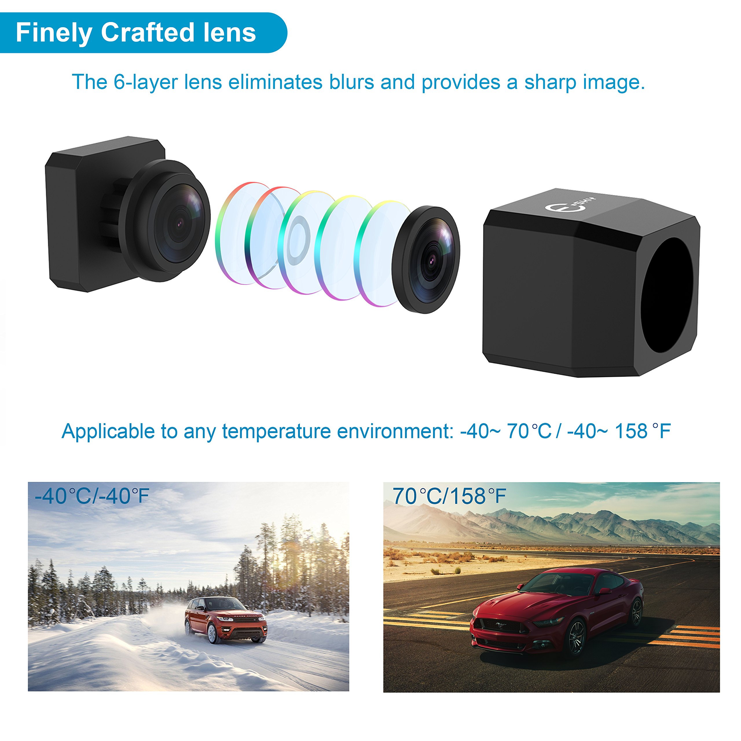 Car Backup Camera, Esky Vehicle Rear View Camera 720P HD Color CCD