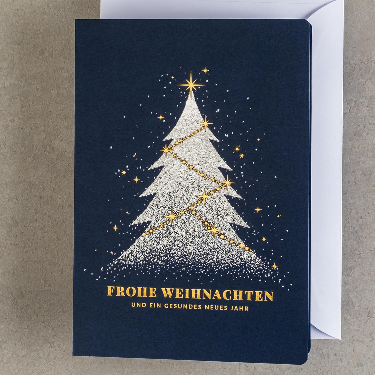 – Exclusive Christmas Cards No. 40 – Set of 10 Same Cards, 120 x 170 mm, Gold Plated and Embossed Christmas Motifs – Made from Jewellery Paper and Colourful Paper with Inserts and Around