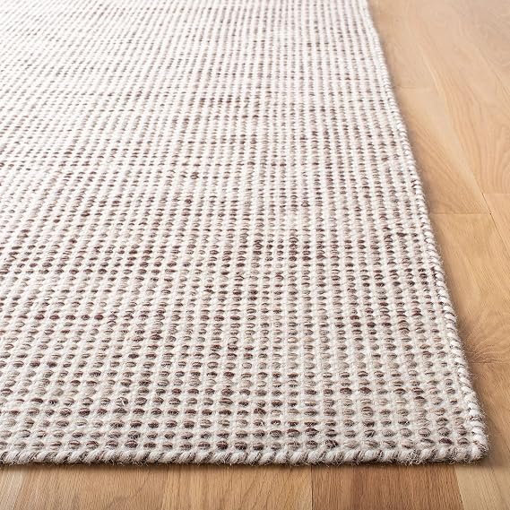 SAFAVIEH Vermont Collection Area Rug - 9' x 12', Brown & Ivory, Handmade Wool, Ideal for High Traffic Areas in Living Room, Bedroom (VRM805T)