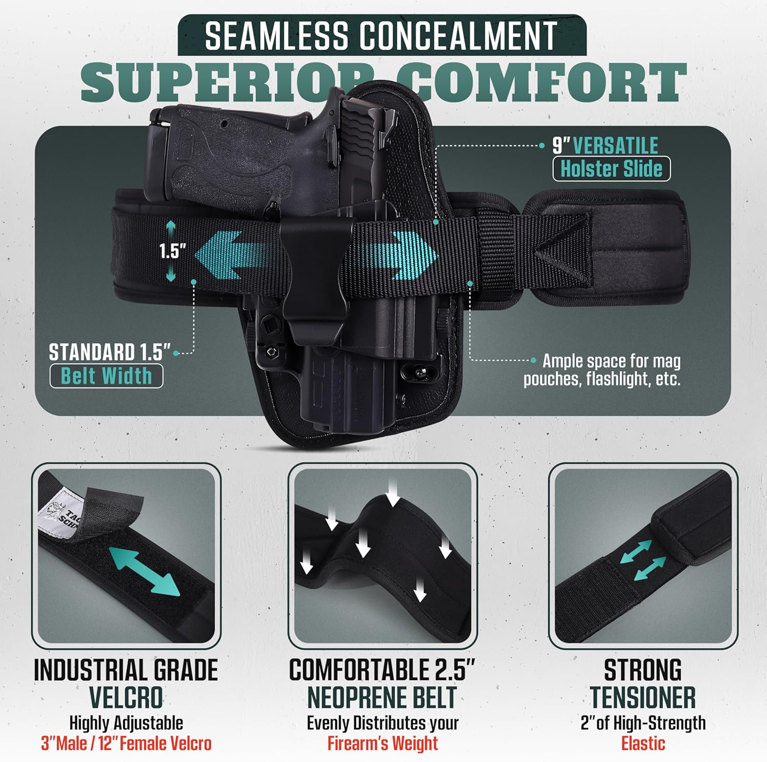 Concealed Carry Gun Belt | Use Your Own IWB Holster for Secure Retention and Safe Trigger Guard Protection - Concealed Carry for Men & Women - Image 3