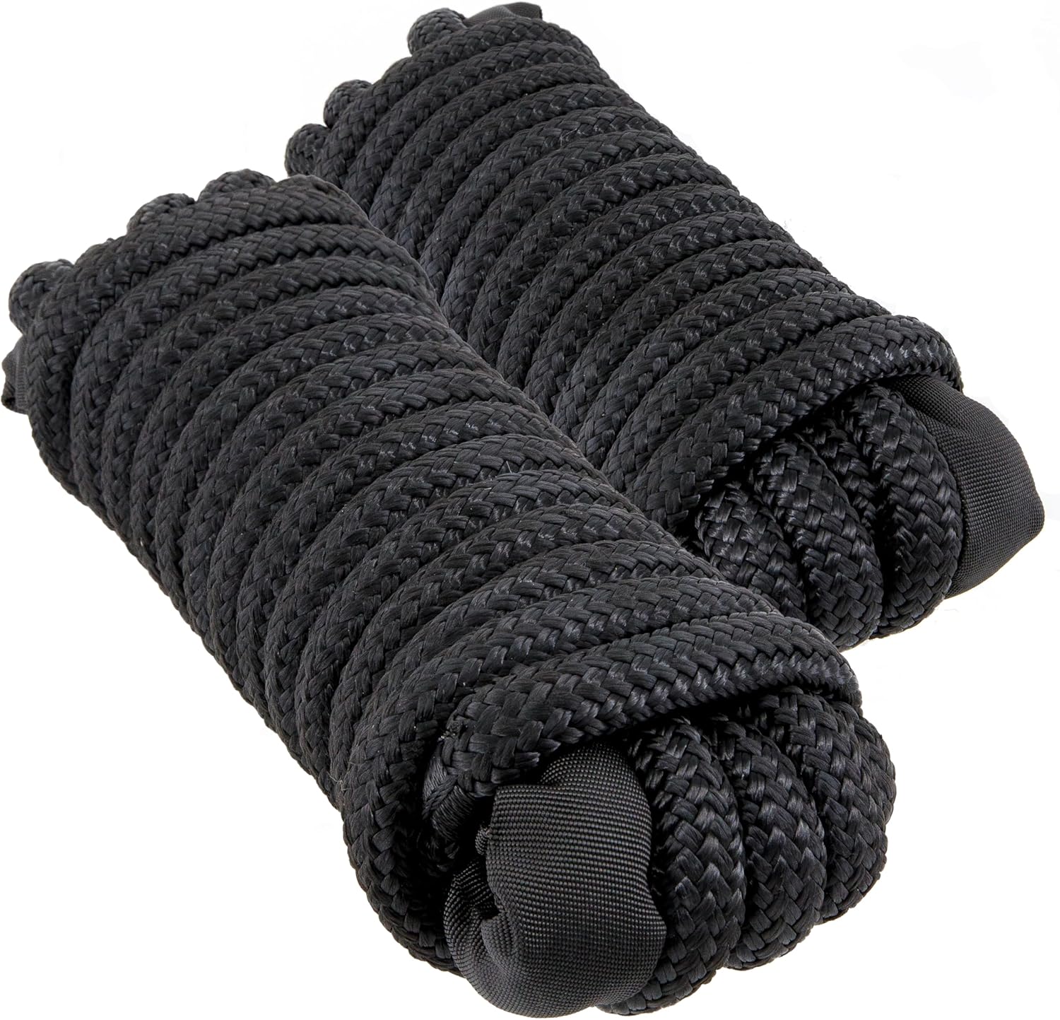 5/8" inch x 25' Foot Double-Braided Nylon Dock Line with Chafe Protected 24" inch pre-Spliced Eye Loop, 2-Pack (Black, 5/8 X 25)