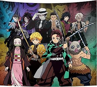 Demon Slayer Tapestry - Demon Slayer Room Decor - Demon Slayer Wall Art - Demon Slayer Backdrop - Demon Slayer Wallpapers - Demon Slayer Wall Decor - Anime Tapestry - 59x51 In