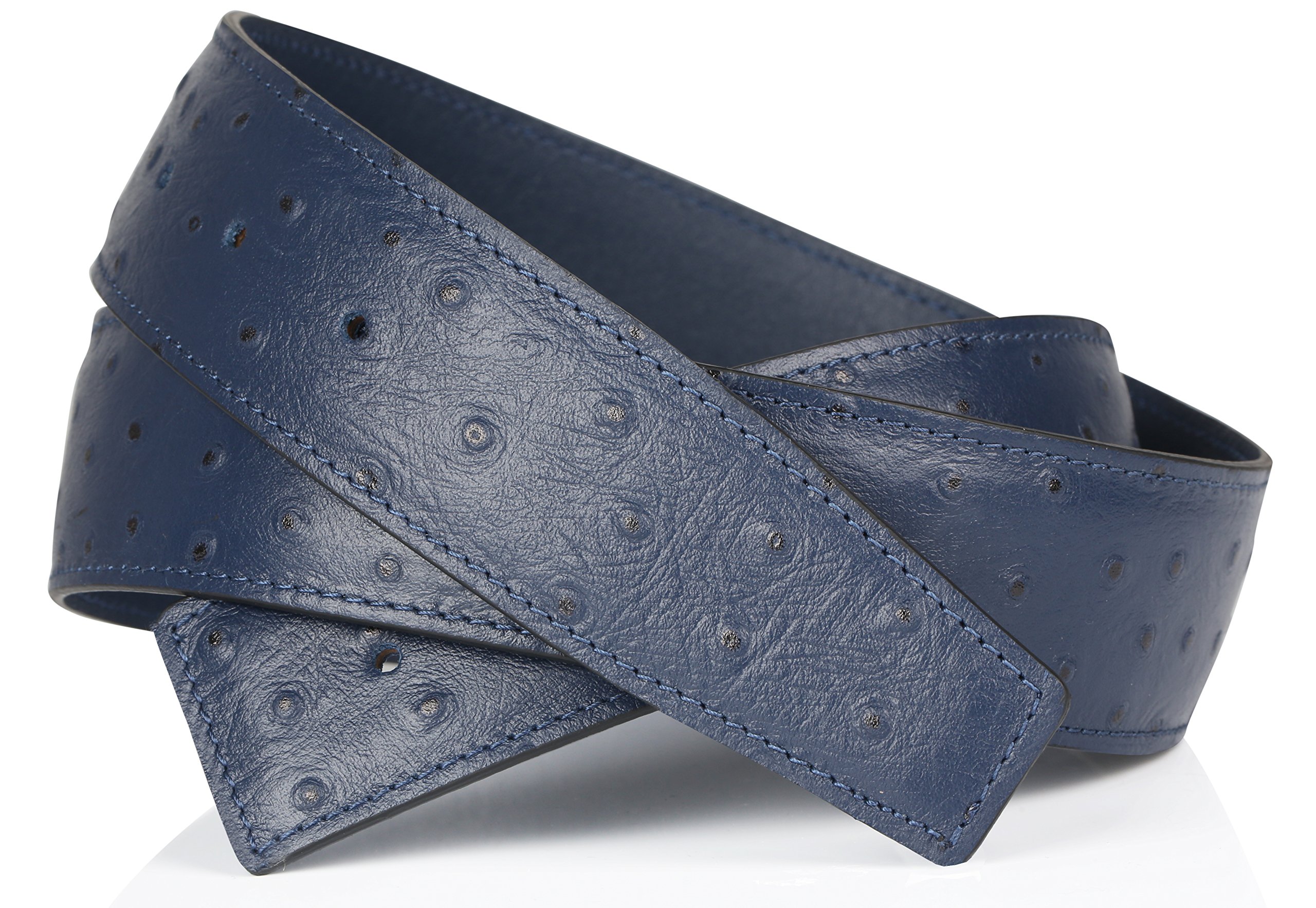 Straussenleder Optikin in Dunkelblau Navy echt Leder Wendegürtel für Herren & Damen 40mm Breit