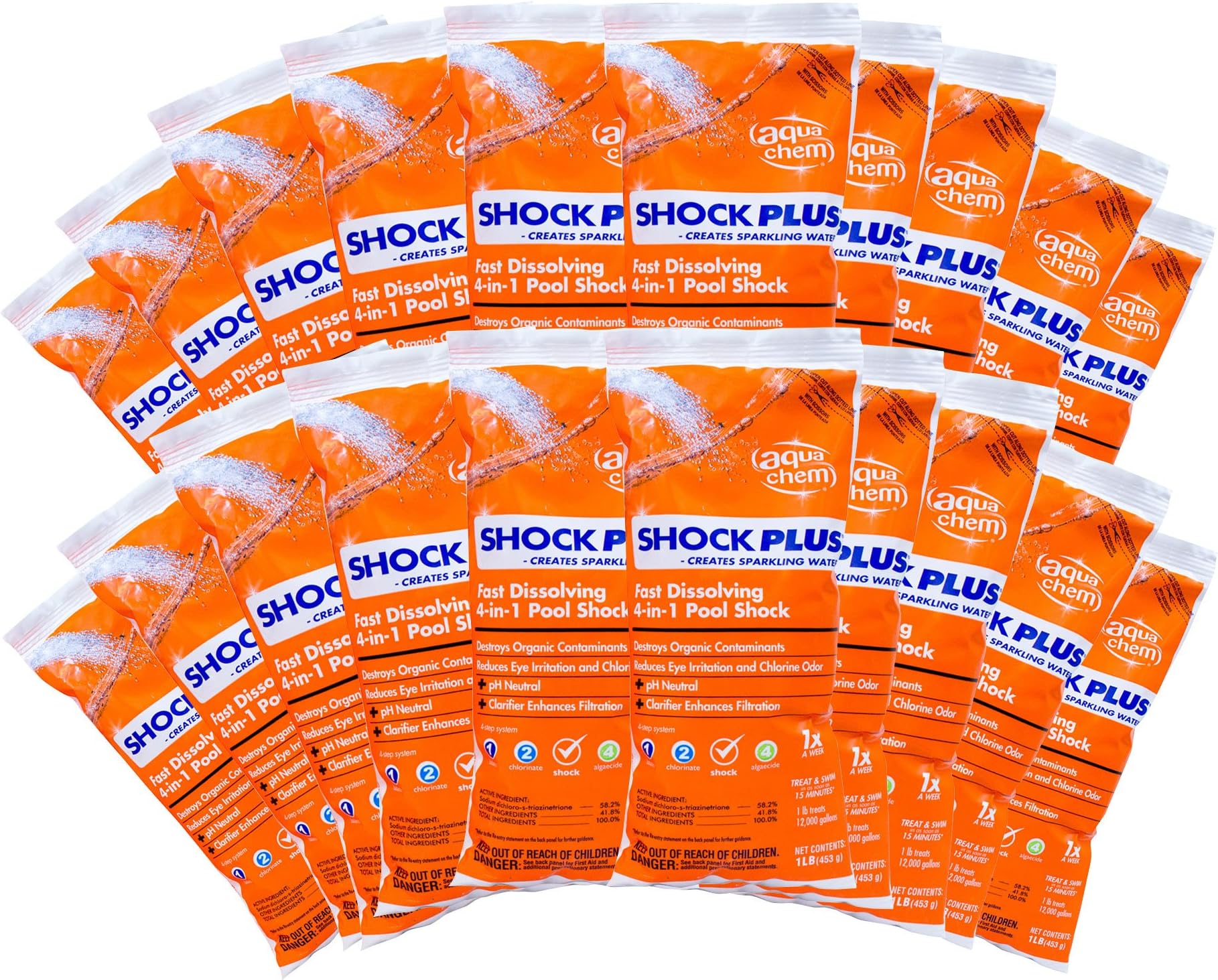 Aqua Chem 12001AQU-04 Shock Plus for Swimming Pools, 1-Pound, 20-Pack