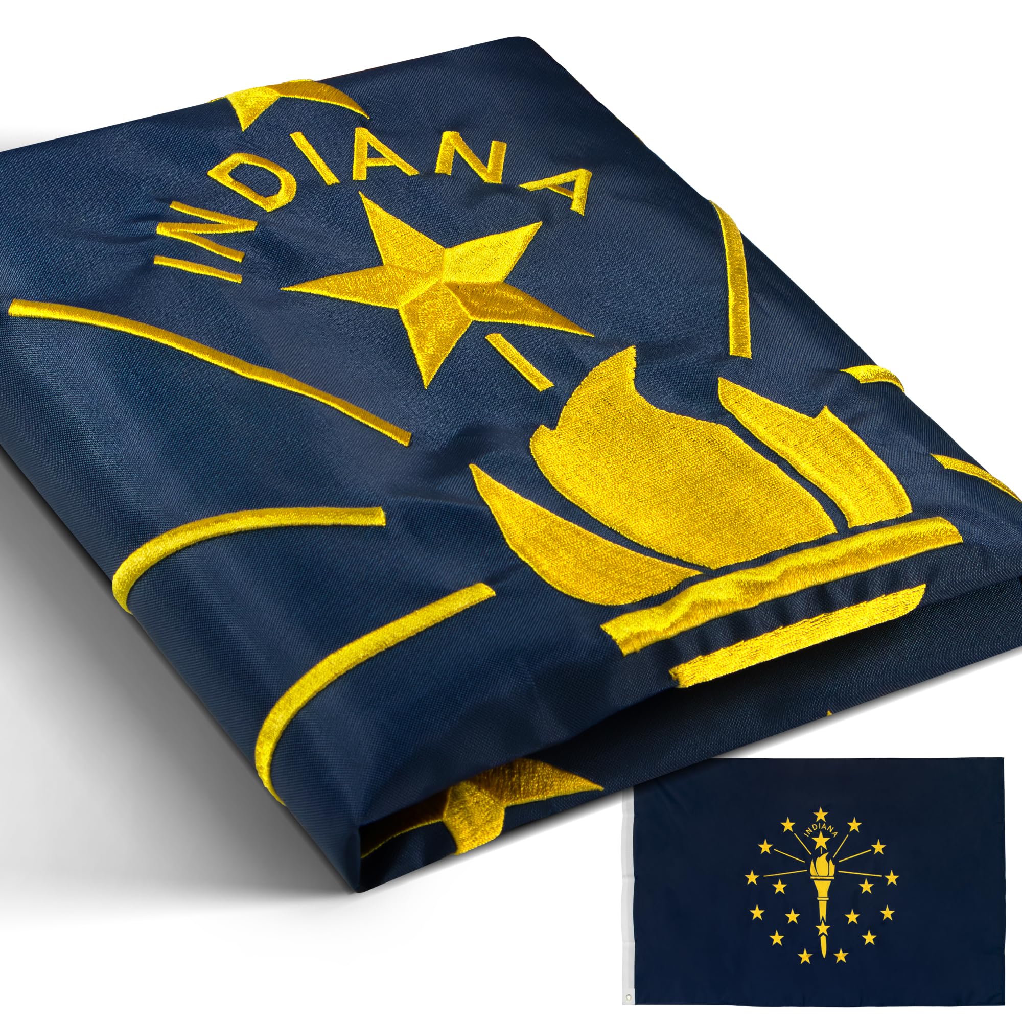 Drapeau de l'Indiana IN brodé extérieur Anley avec coutures renforcées - 8