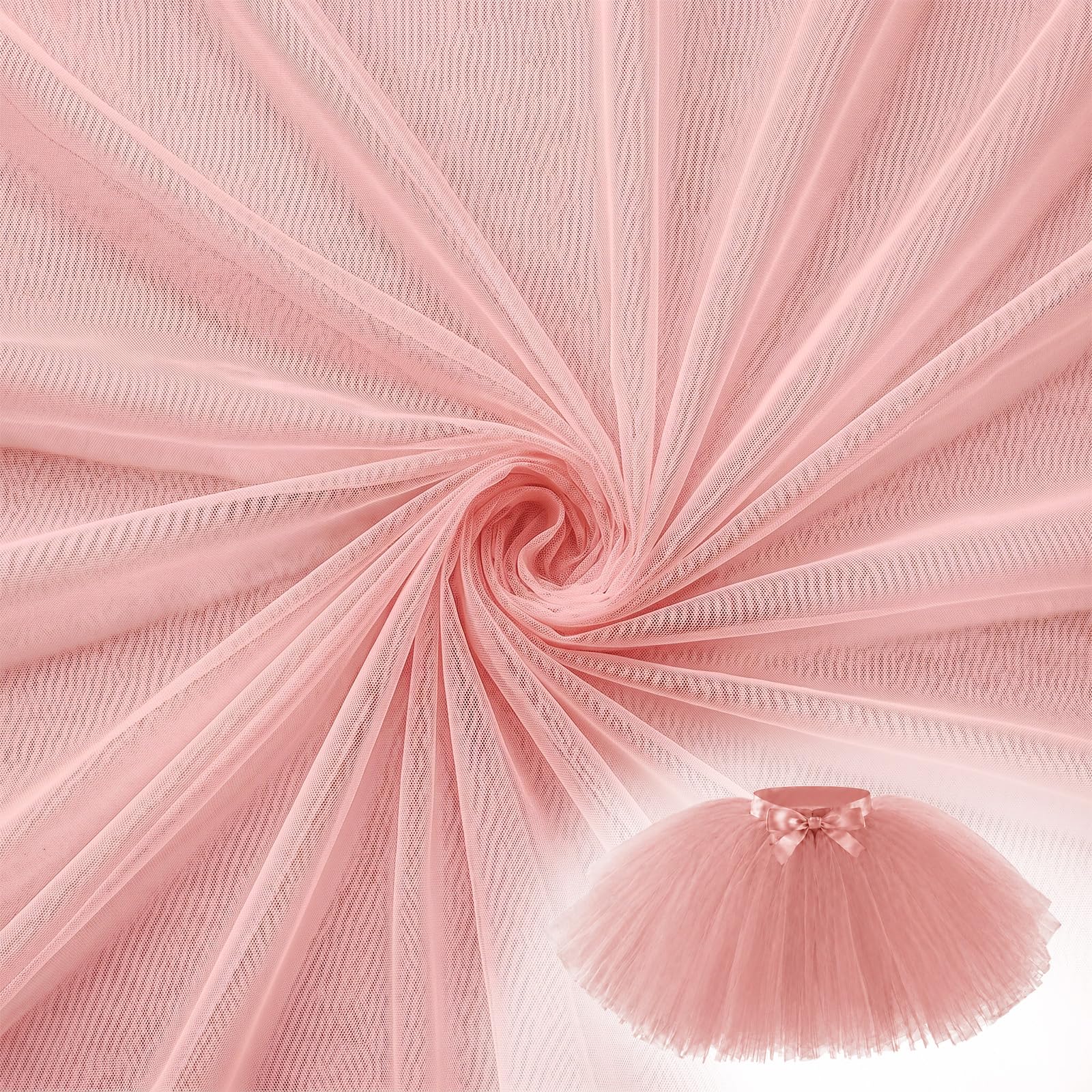3 x 1.6M White Tulle Fabric Soft Mesh Fabric Lightweight Mesh Netting Fabrics for DIY Sewing Crafts Wedding Birthday Party Decorations (Pink, 3)