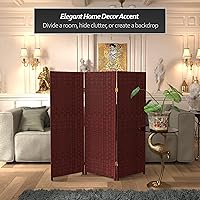 Vista 31 de Pantalla plegable de fibra tejida corta de 4 pies - Crema - 4 paneles