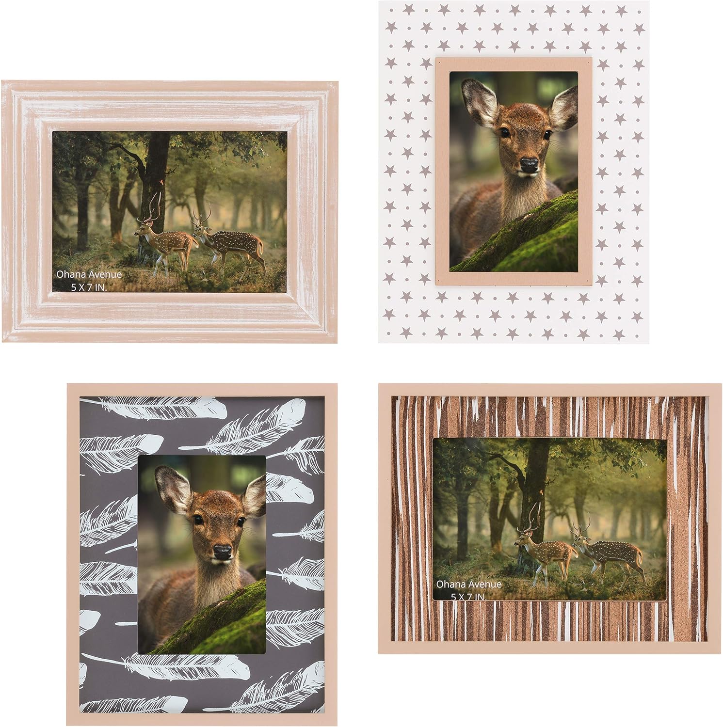 Picture Frames Set of 4 - 4x6 and 5x7 Wall Decor in 2 Different Sizes - Wooden Designs Table Top & Wall Mount Photo Frames Sets for Wall - Vertical & Horizontal - Rustic Home Décor Picture Frame