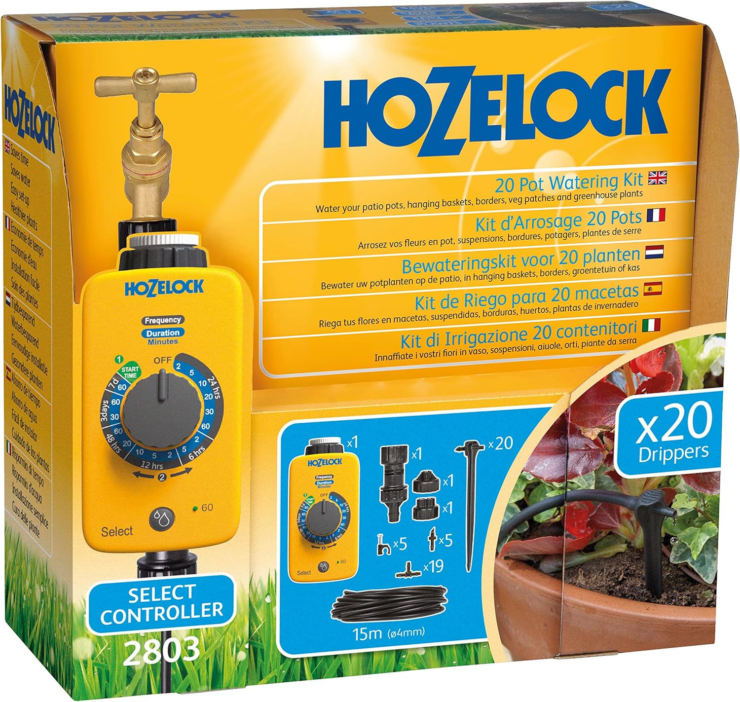 HOZELOCK Drip Watering Kit 20 Pot Complete Standalone System with Select Controller
