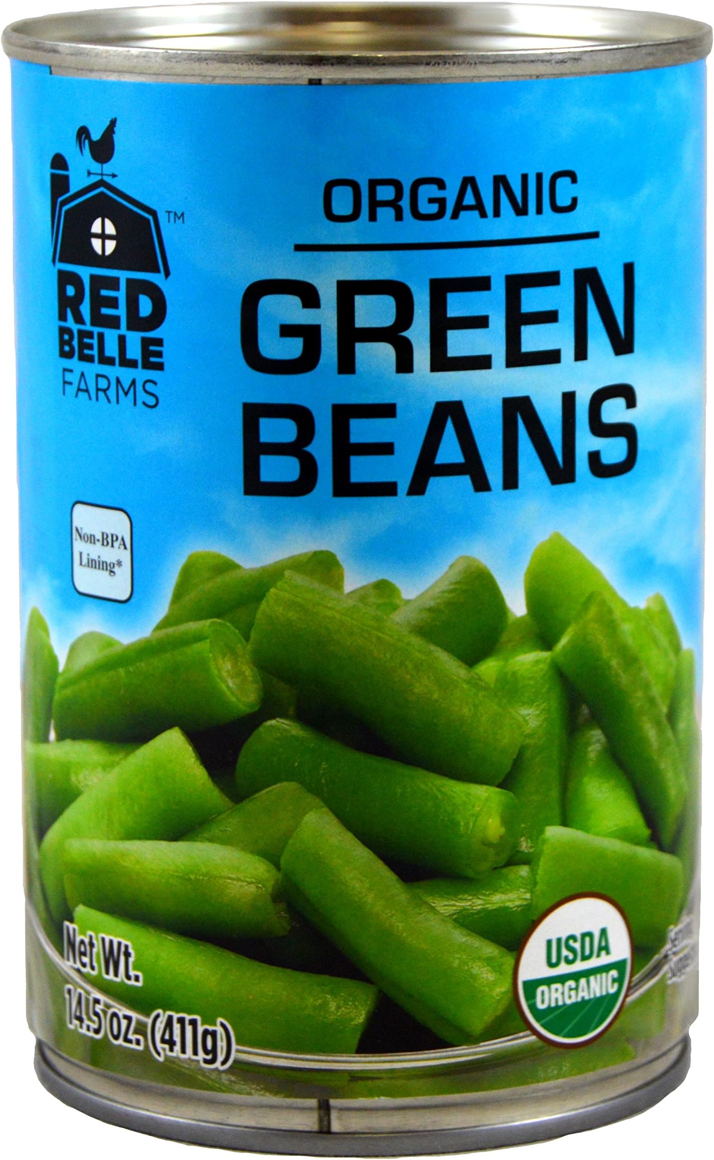 Red Belle Farms Organic Cut Green Beans, 14.5 oz (411g)