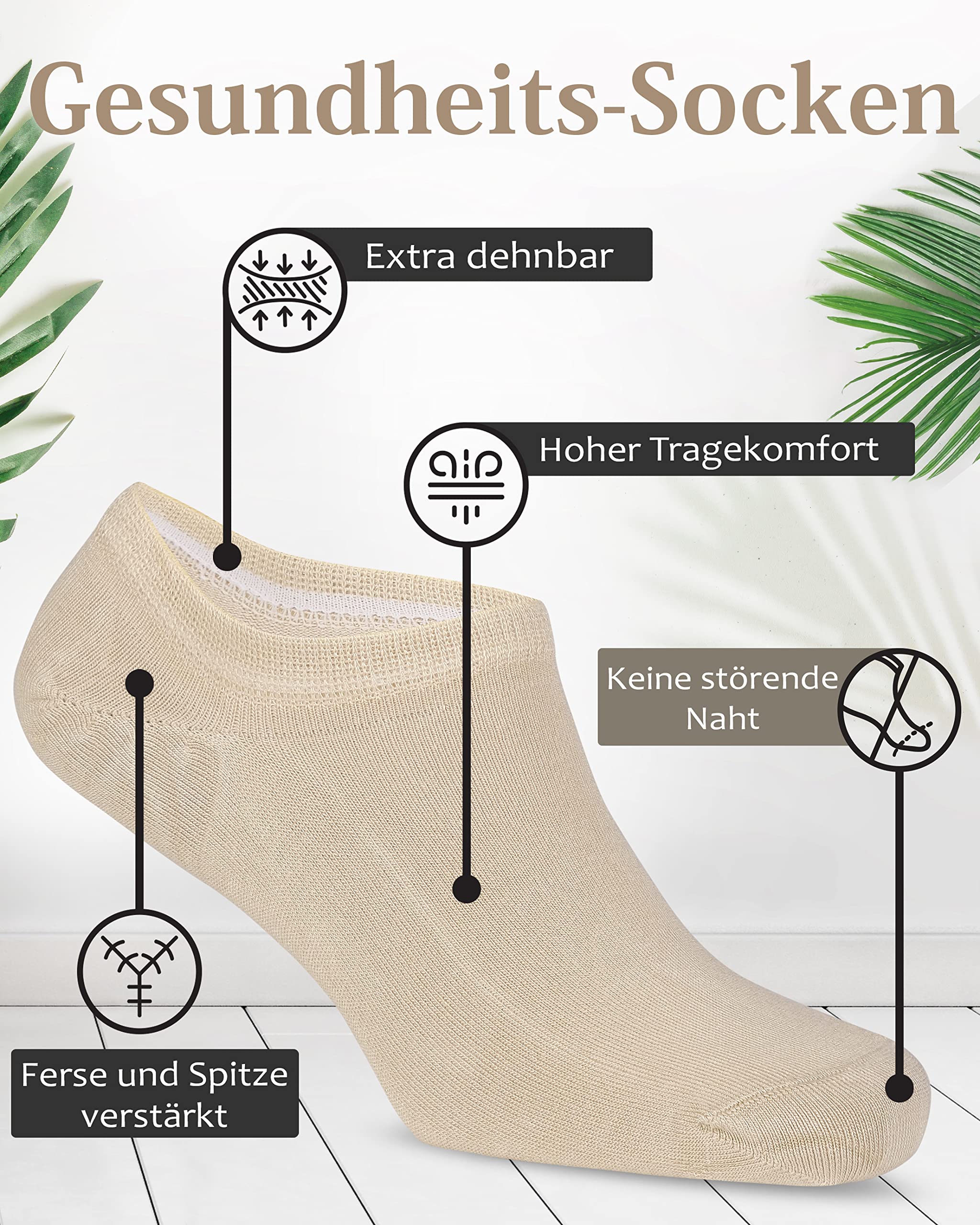 Fiera Besa Skarpety do sneakersów, bambusowe stopki, 5 par