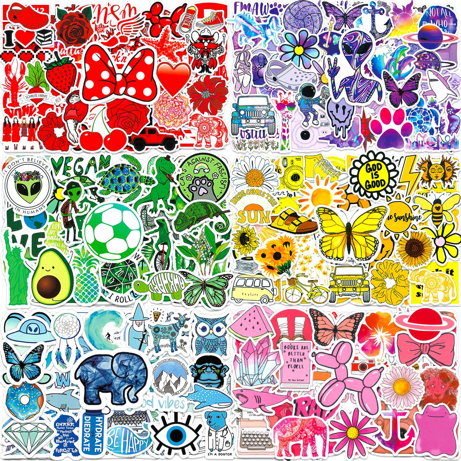 300 Pcs Cute Coloured Stickers for Adults Children Teens, Teacher Reward Prizes for Kids, Waterproof Vinyl Stickers for Laptop Scrapbooking Skateboard Journaling Phone Suitcase Water Bottle Diary etc