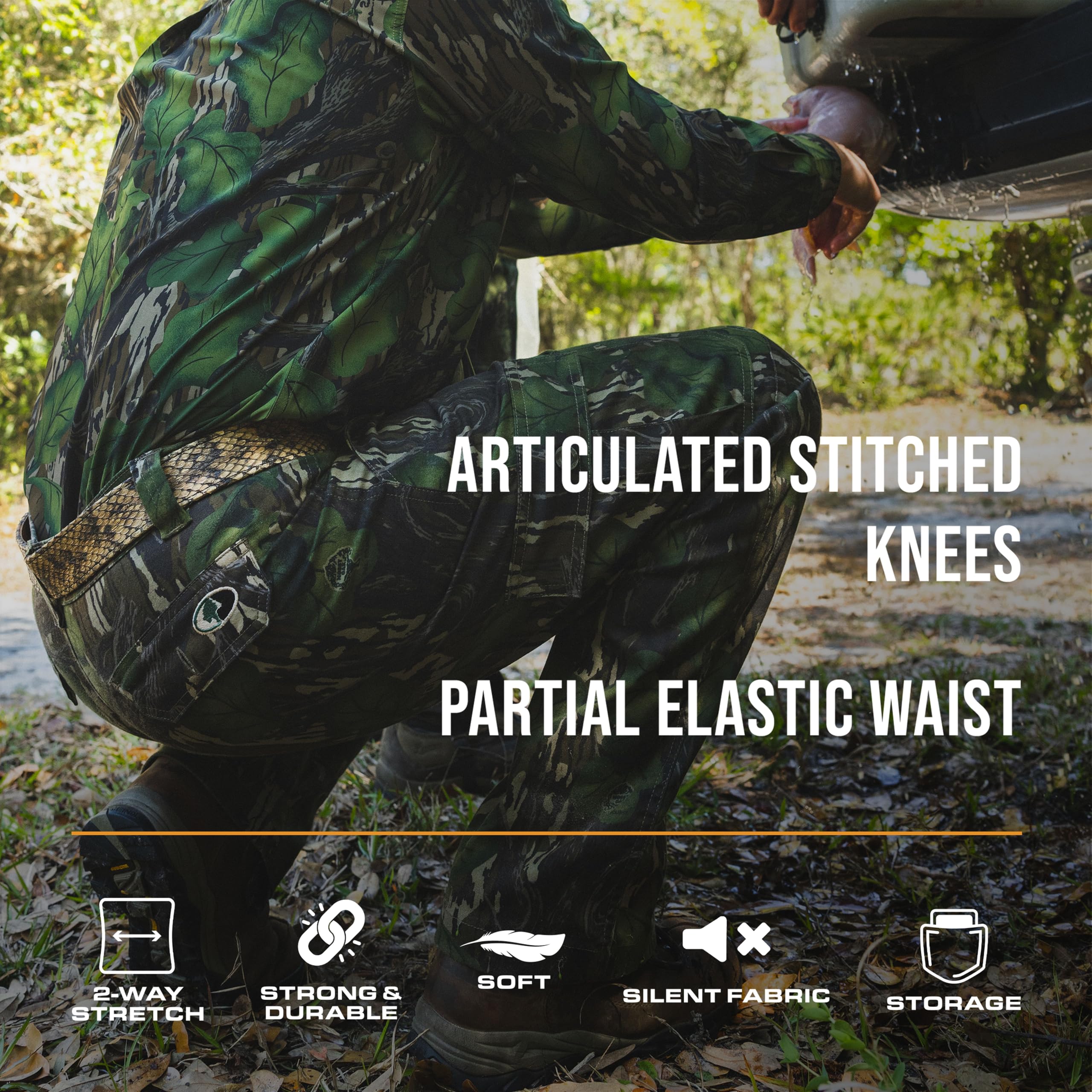 Mossy Oak Pantaloni da Caccia da Uomo Mimetico Cotone Mulino Flessibili