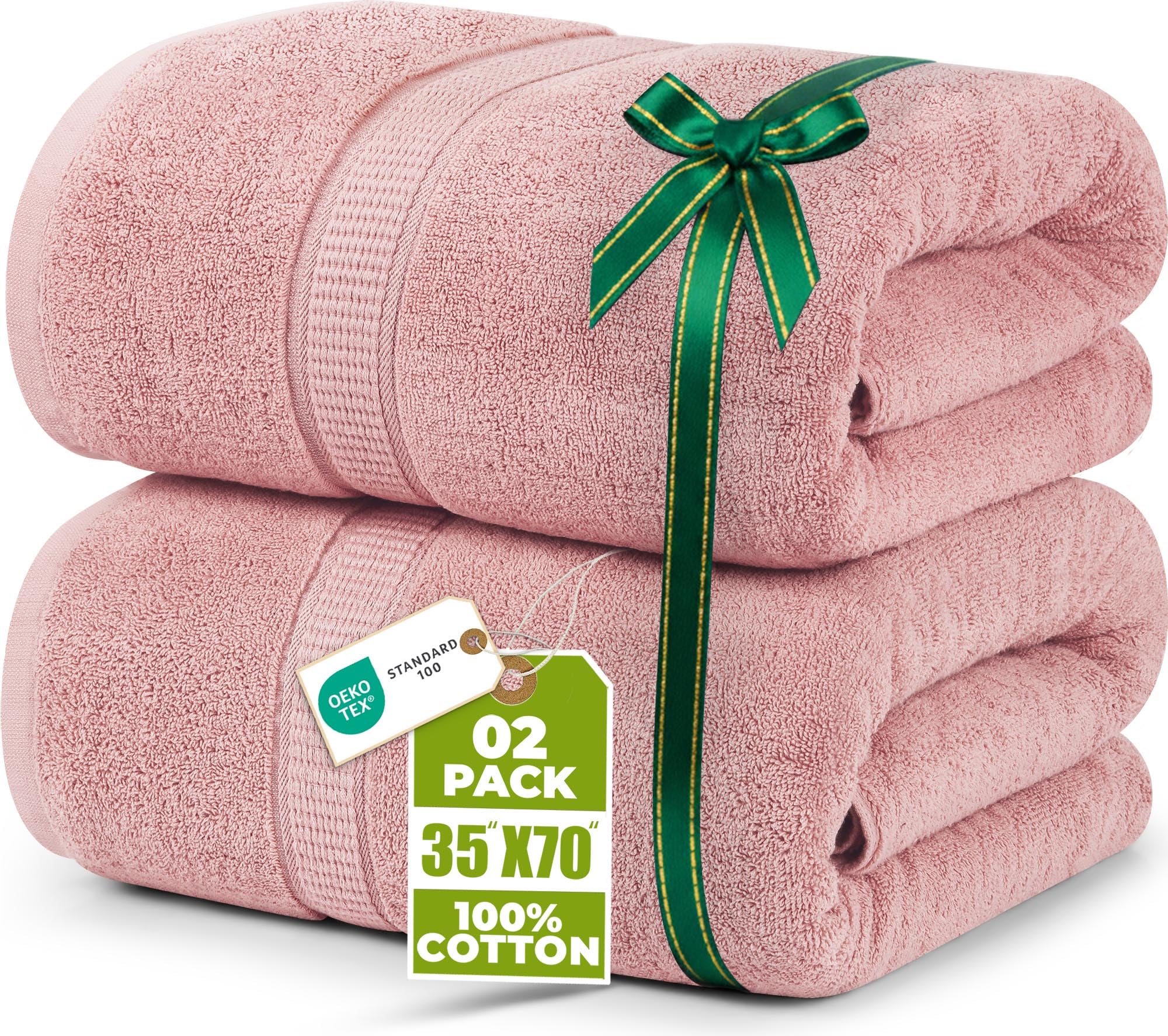 Utopia Towels - Premium Jumbo Bath Sheet (90 x 180 cm, 8 Pack) - 100% Ring Spun Cotton Highly Absorbent and Quick Dry Extra Large Bath Sheet - Super Soft Hotel Quality Towel (Dusty Pink)