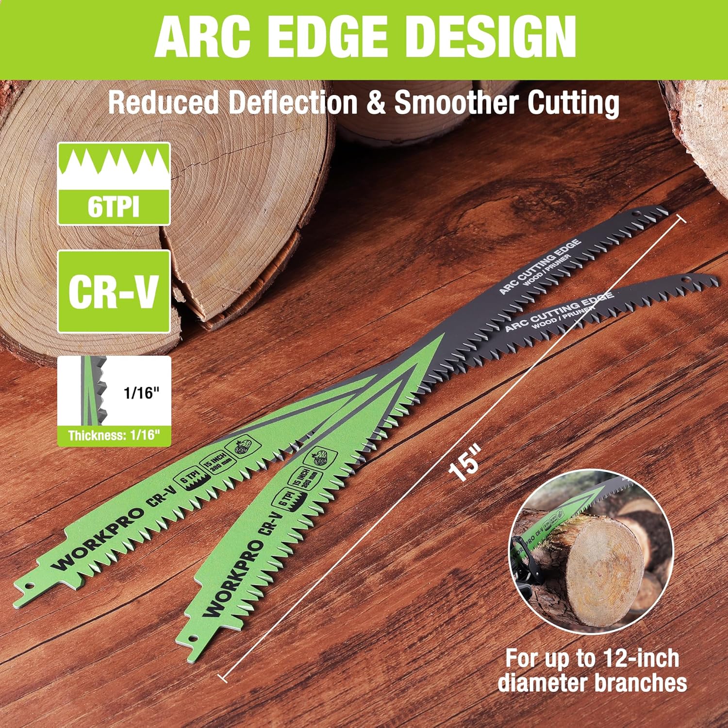 WORKPRO Wood Pruning Reciprocating Saw Blade Set
