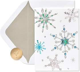 Papyrus Cartões de Natal embalados com envelopes, desejos mais calorosos, flocos de neve (14 unidades)