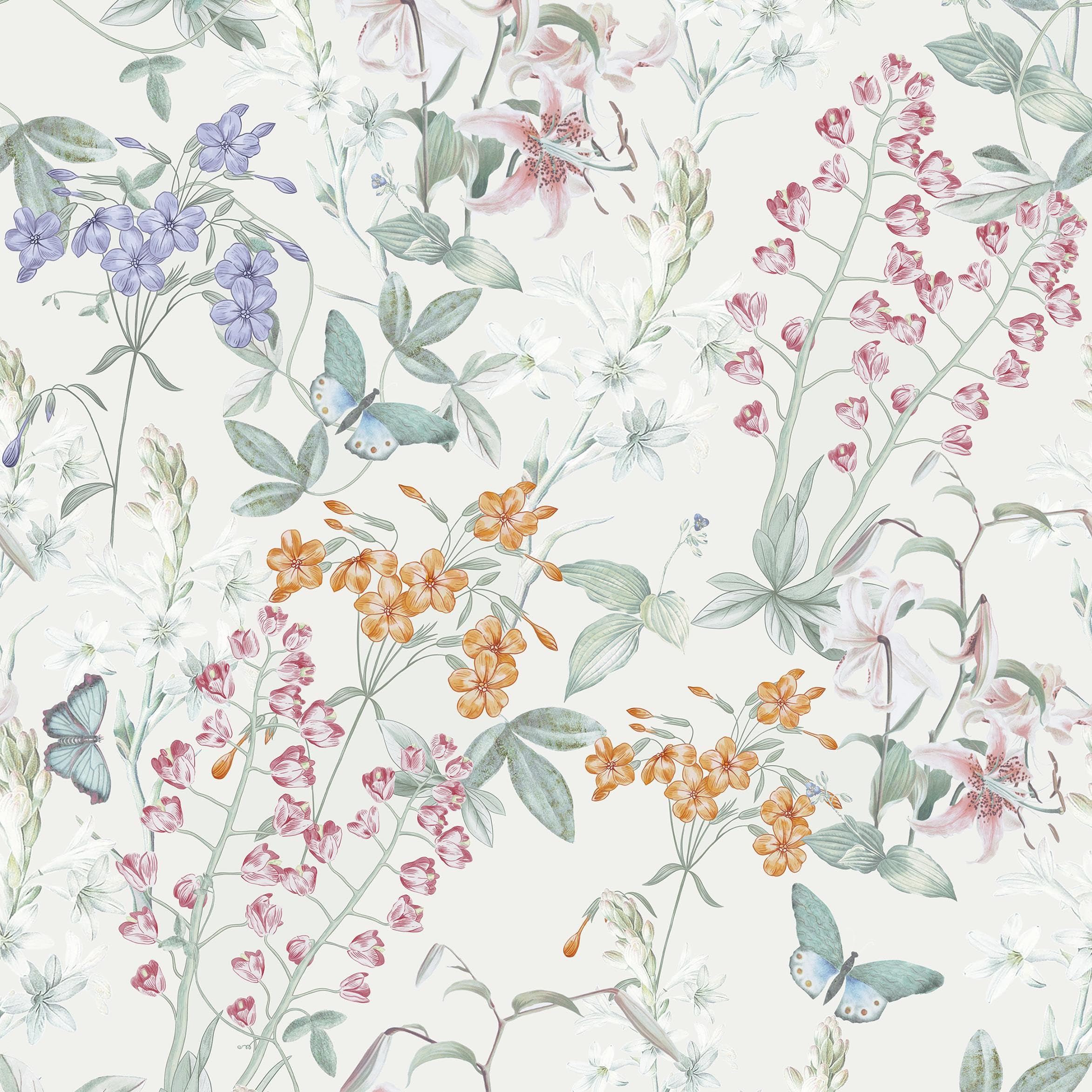 Papier peint amovible floral blanc pour rafraîchir les murs du salon