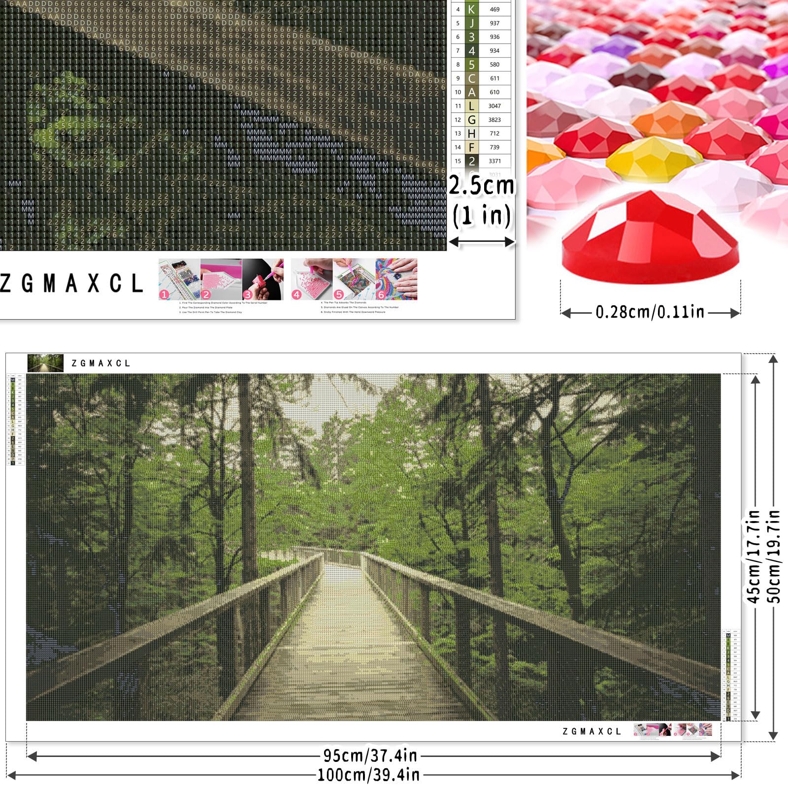 5D Diamant Painting Set Pferde Und Wald | 60x40 Cm DIY Mosaikbild