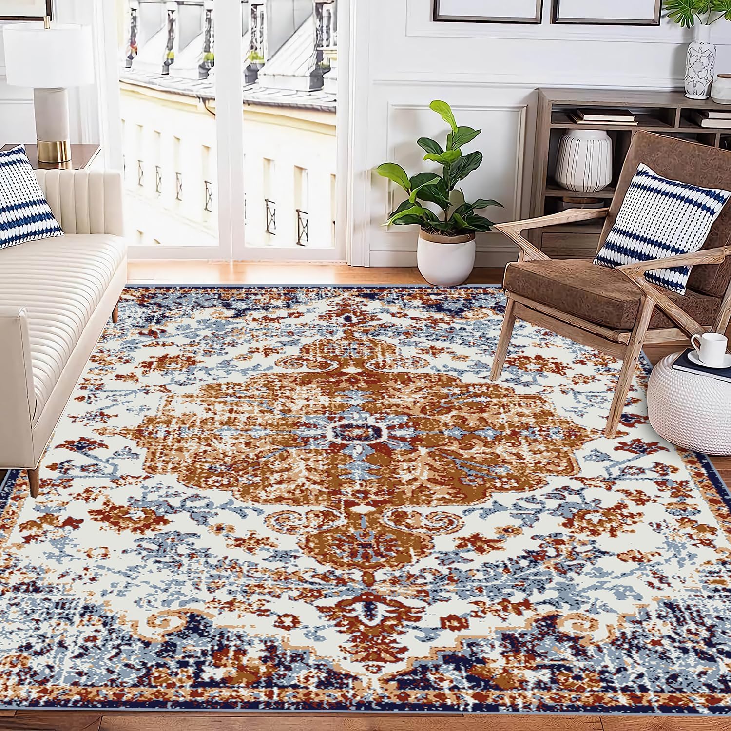 Washable Area Rugs 6x9, Non Slip Rug with Rubber Backing