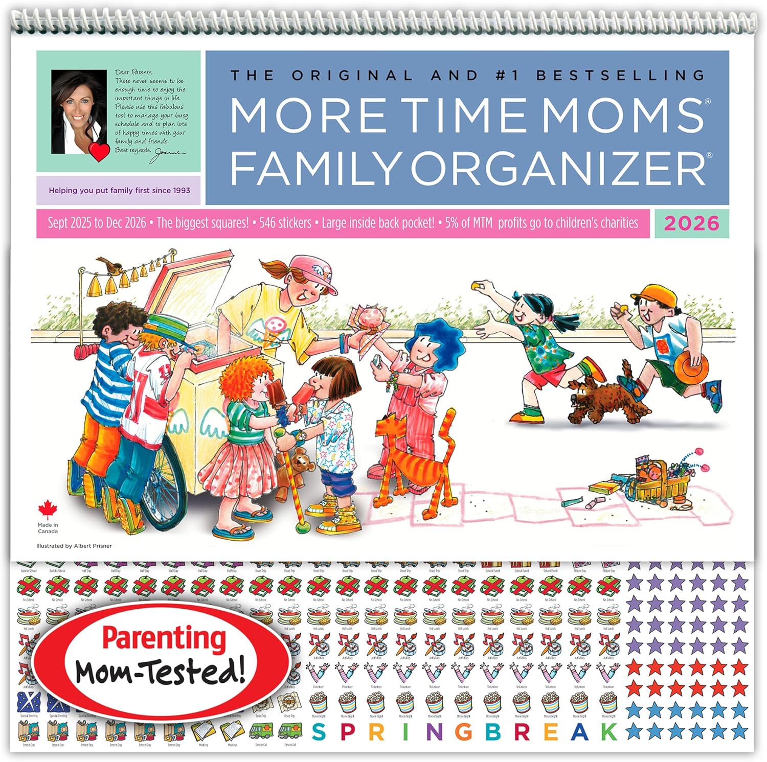 More Time Moms Family Organizer & Calendar, 2026 (15x22 Inches) - September 2025 to December 2026 - Larger & More Space for in-Depth Planning - Includes Over 500 Stickers, 16 Months, & Much More