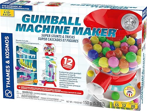 Thames & Kosmos Gumball Machine Maker Lab - Máquina expendedora de bolas de chicle que hace trucos y acrobacias, instrucciones en 2 idiomas (francés