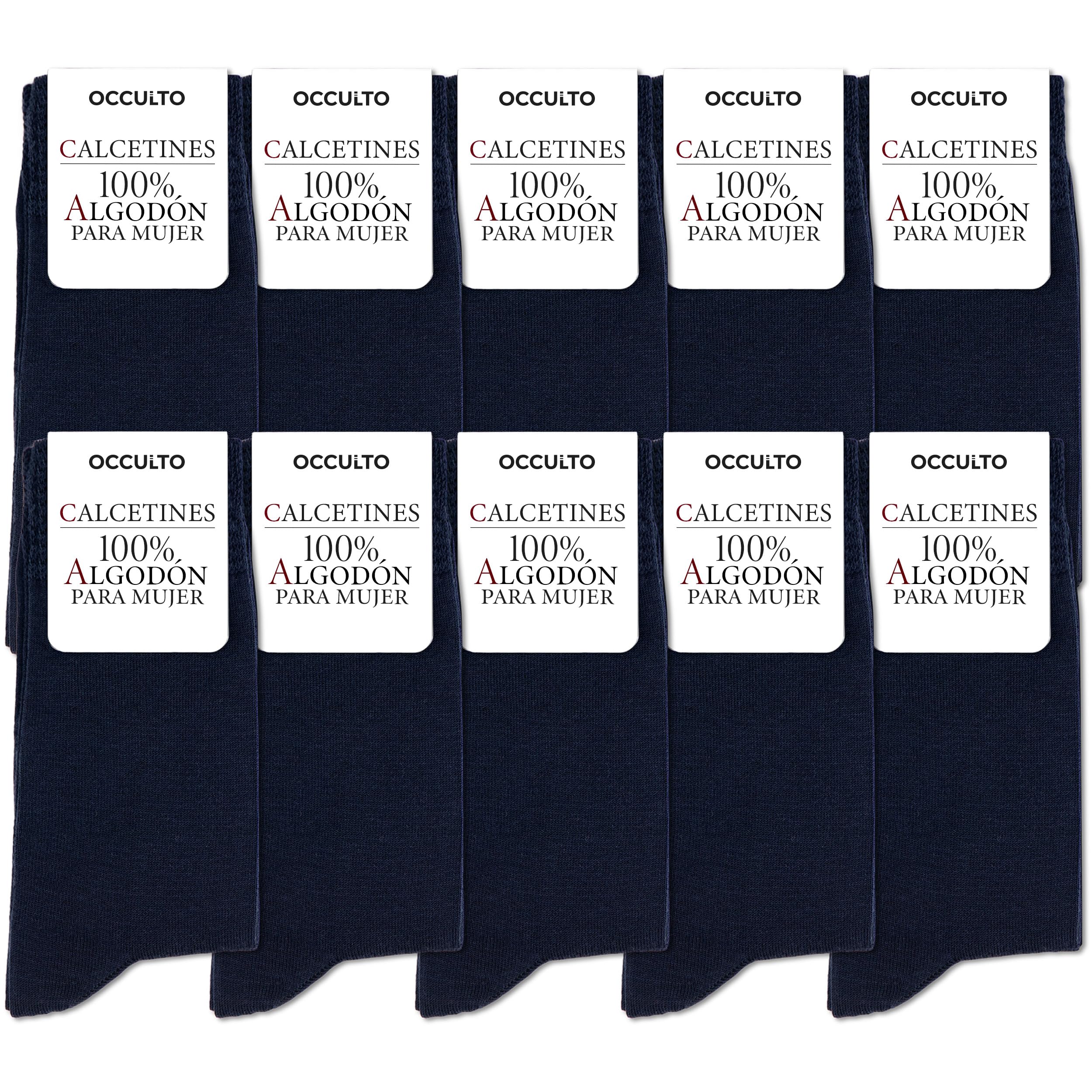 Occulto Calcetines mujer 100% algodón pack de 10 (modelo: Inge) 10 Pares | Marino 39-42