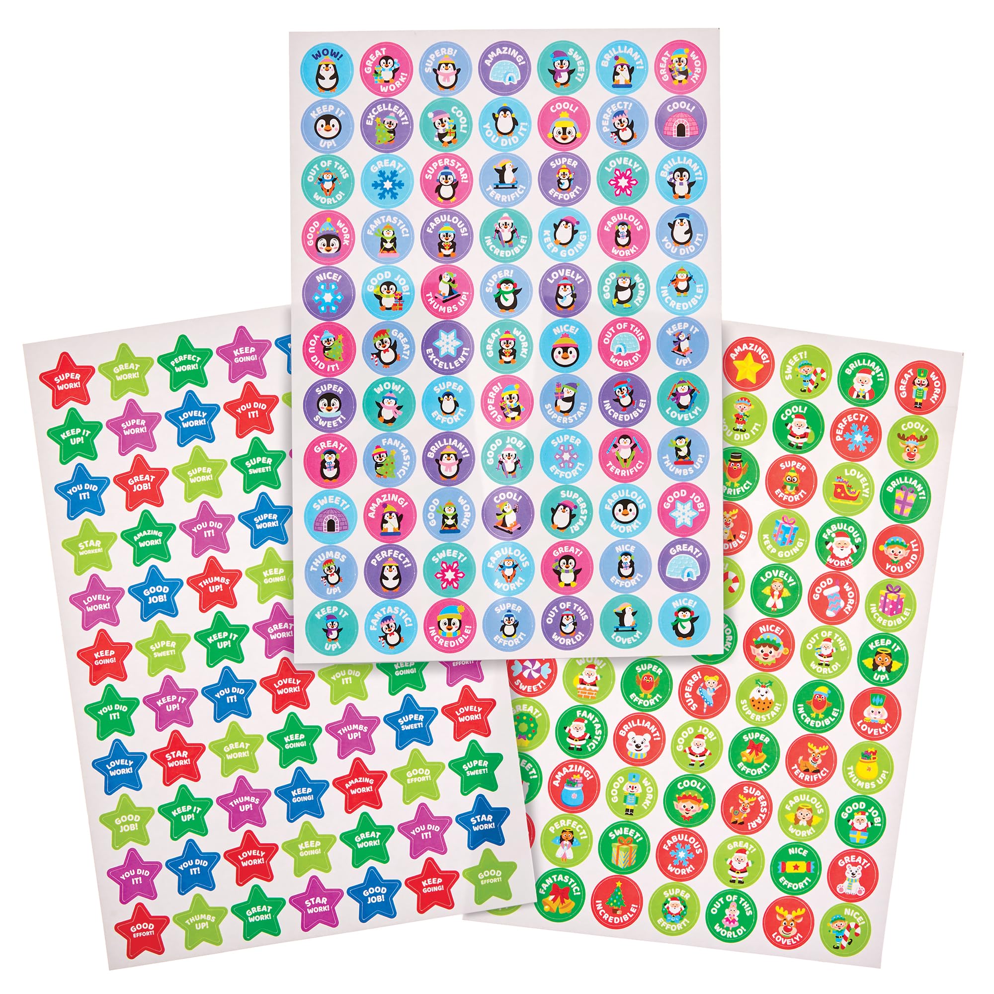 Baker Ross FX730 Christmas Reward Stickers - Pack of 600, Stickers for Christmas Party Bags and Stockings