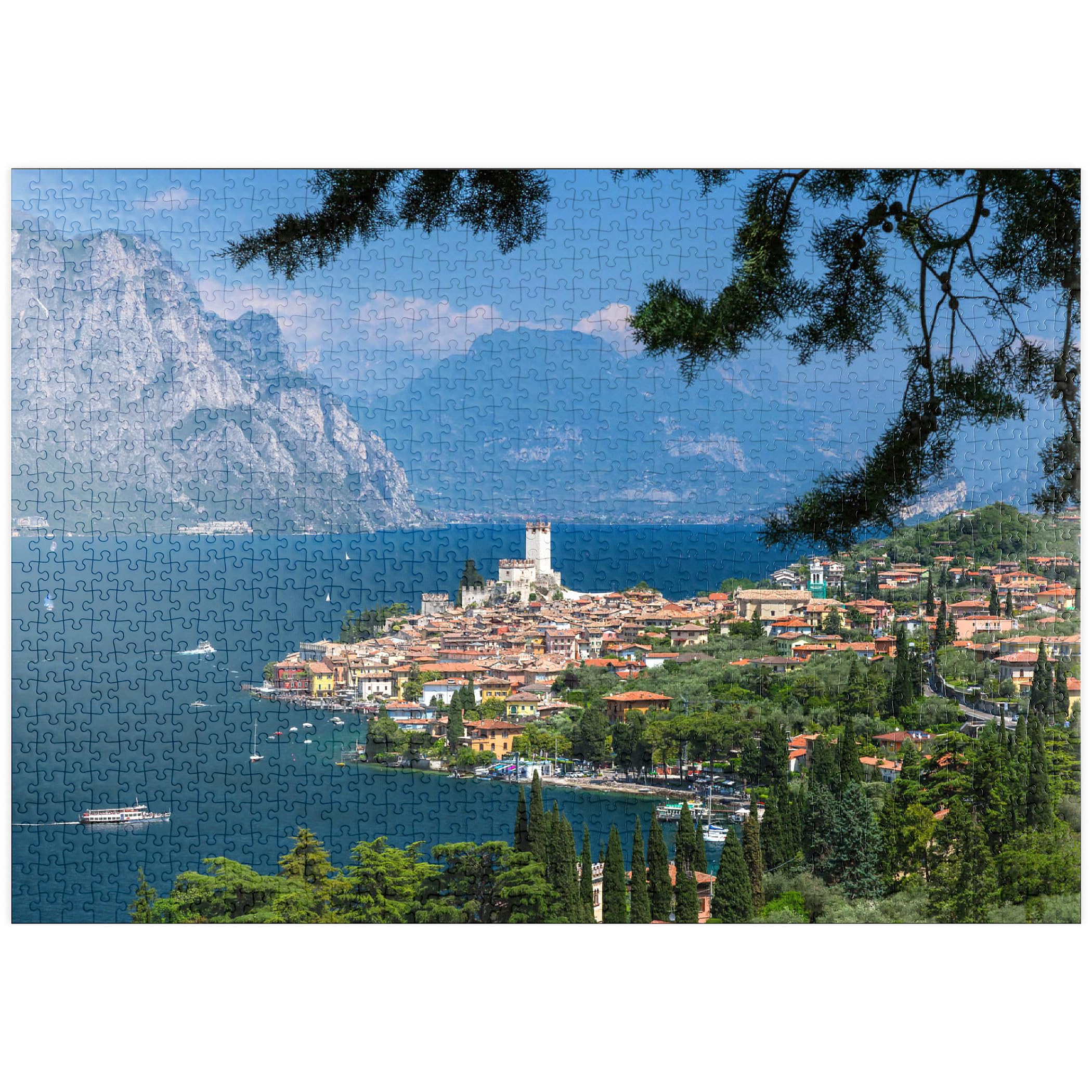 View To Malcesine On Lake Garda With The Scaliger Castle (14/15 C.), Premium 1000 pieces Puzzle