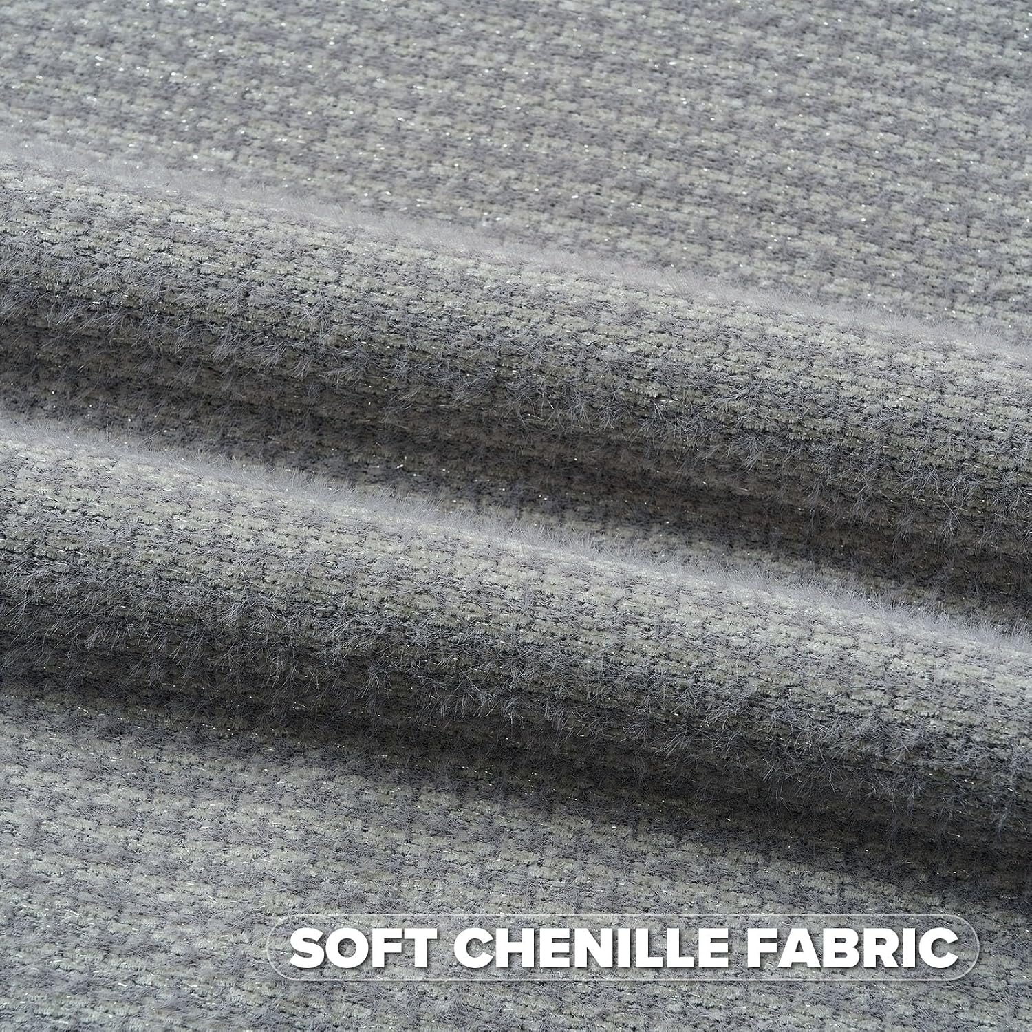 FUTEI Pack of 2 Chenille Throw Pillow Covers 26x26 Inch, Light Grey image 2