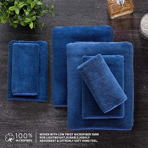 Vista 115 de Juego de toallas de microfibra de 8 piezas, 2 toallas de baño, 2 toallas de mano, 4 toallas pequeñas, toalla de baño extra grande para baño, hotel