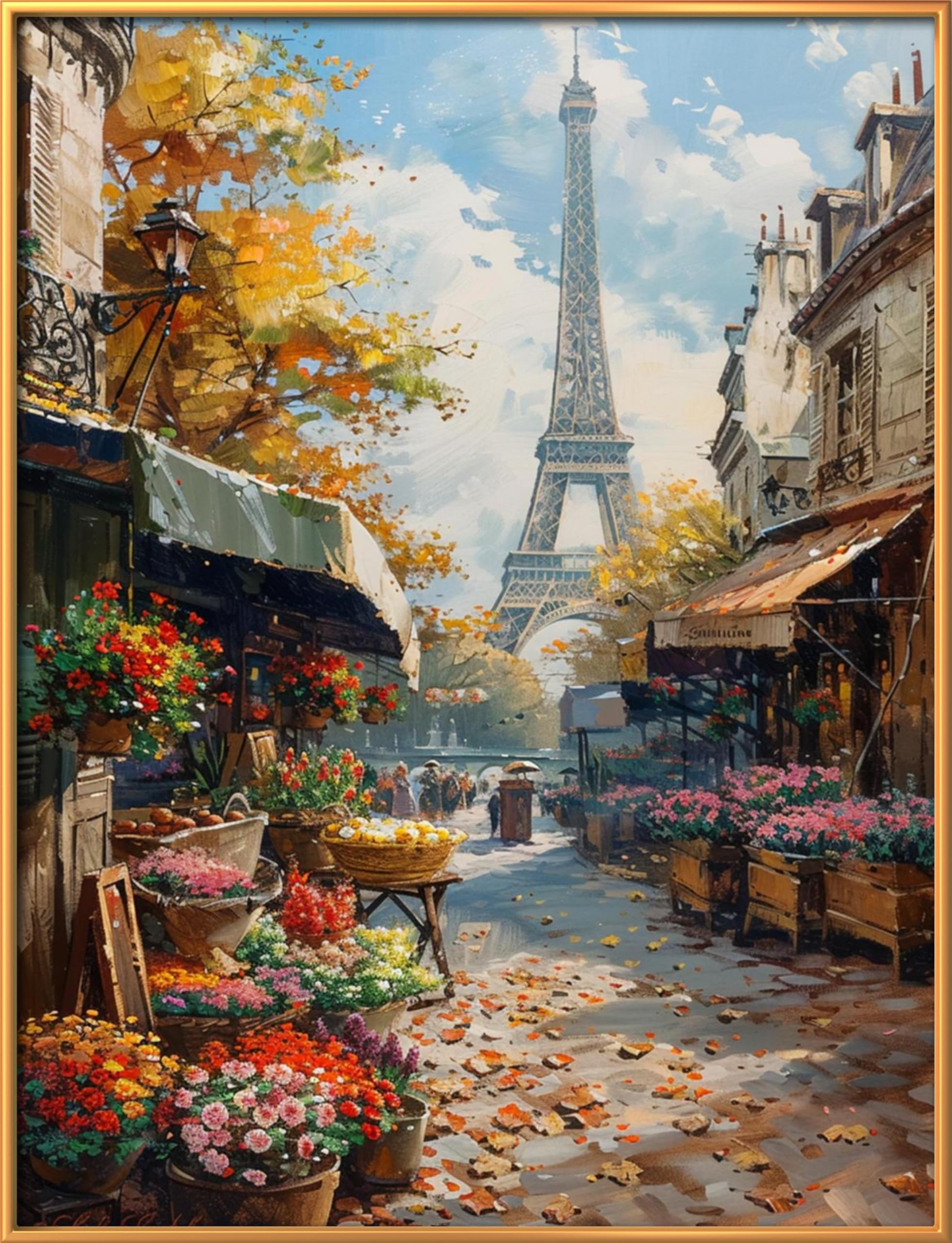 Leczany Cross Stitch Patterns Stamped Kit for Beginners | Embroidery Supplies DIY Craft Kit Needlepoint for Adults Starter | 11CT, 3 Strands | Paris Street 15.8x20.9 inches