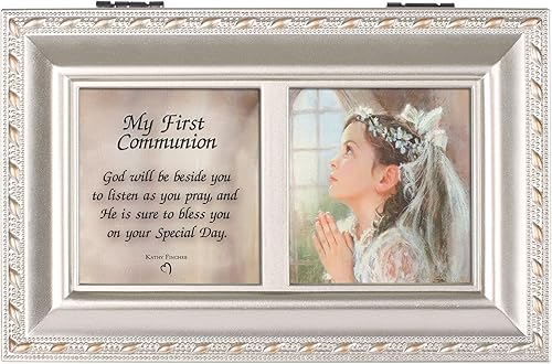 Miniatura 2 de Cottage Garden Caja de música para joyas de primera comunión con texto God Beside You