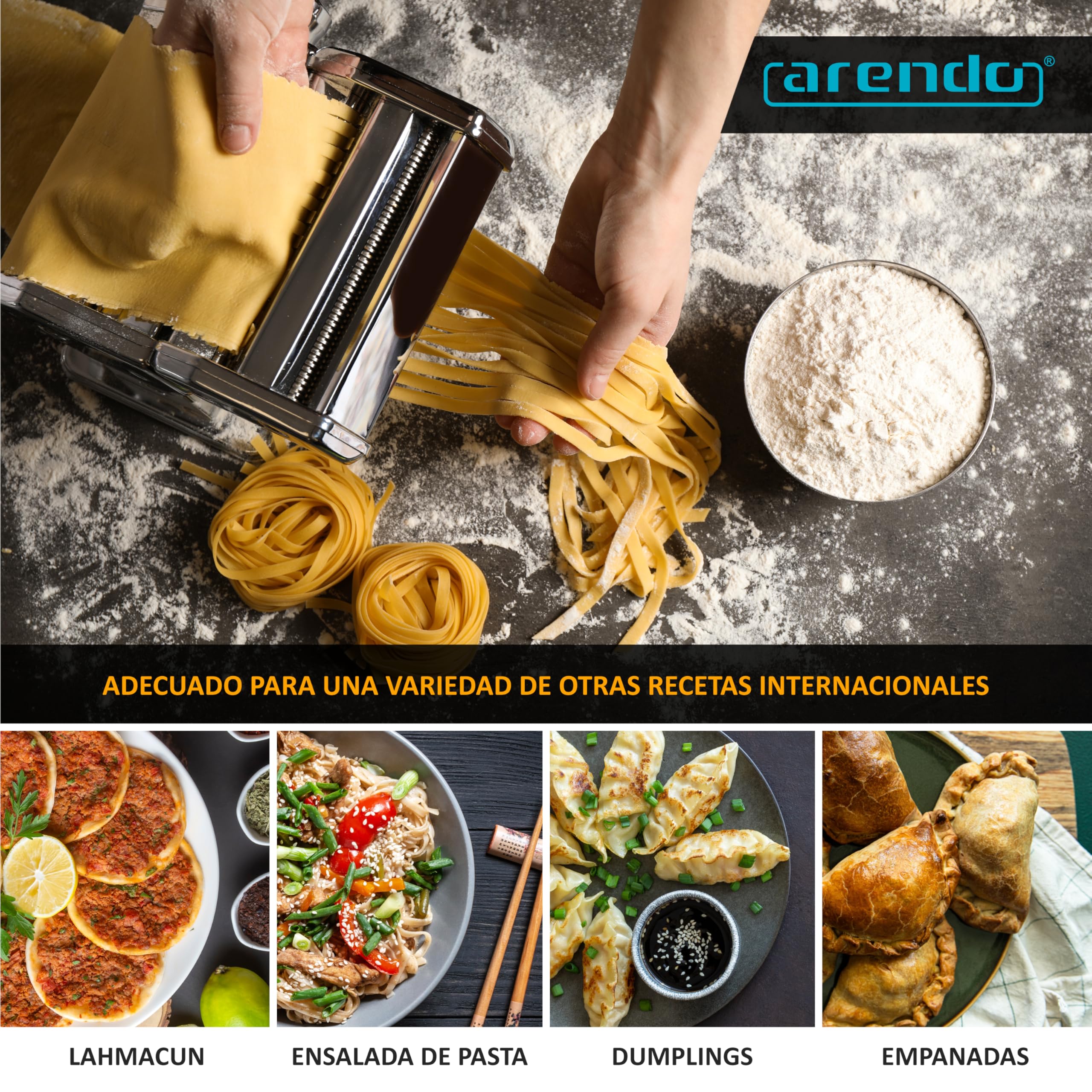 Maquina para pasta Fresca,Máquina para Pasta Manual con Accesorio Intercambiable, Máquina para pasta, Maquina Para Hacer Pasta, 7 Ajustes de espesor ajustables, 2 máquinas de corte, Prensa de Pasta