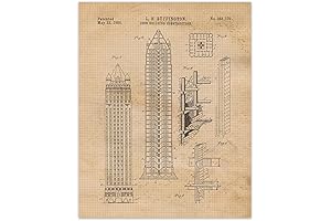 Vintage Skyscraper Tower Building Patent Prints Decorations