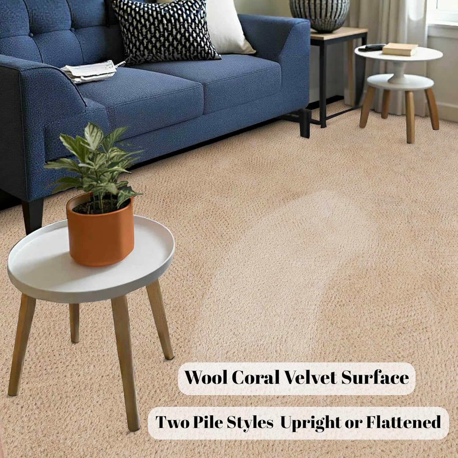 Large Modern Area Rugs for Living Room Bedroom, 5x8 Feet Beige Ultra Soft Thickened Memory-Foam Indoor Rug, Comfy Aesthetic Solid Minimalist Carpets for Girls Boys Nursery Dorm Home Decor