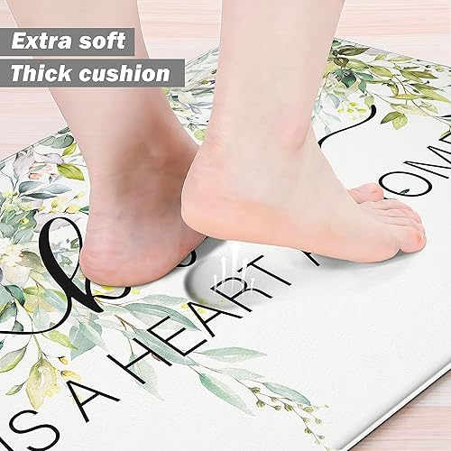 Miniatura 3 de weesire Alfombra de cocina verde antifatiga para el suelo de la cocina, alfombras de cocina, verde salvia, floral, hierbas, espuma viscoelástica,