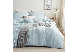 BEDSURE Faux Muslin Duvet Cover King - 3Pcs Soft Breathable Bedding Comforter Cover Set