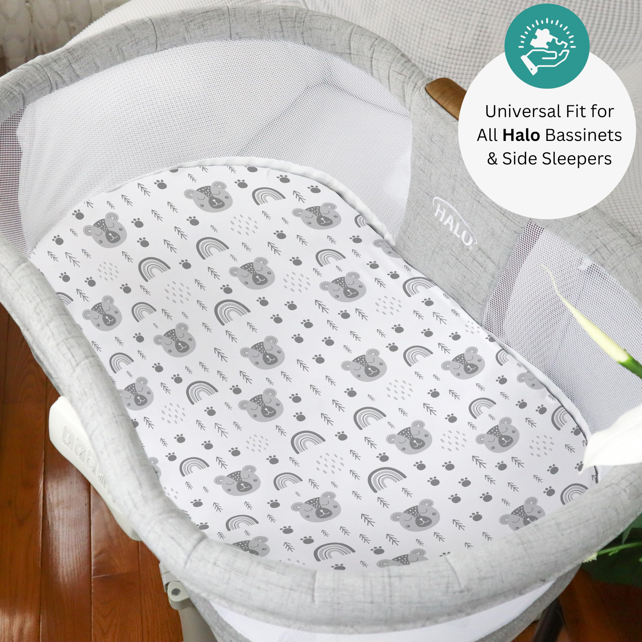 TansyPanda Sábanas de moisés para Halo Bassinest Swivel, Flex, Glide, Premiere y Luxe Series Sleeper, paquete de 3, 33 x 17 pulgadas, ultra suaves y ajustadas, unisex, para niños y niñas, gris y
