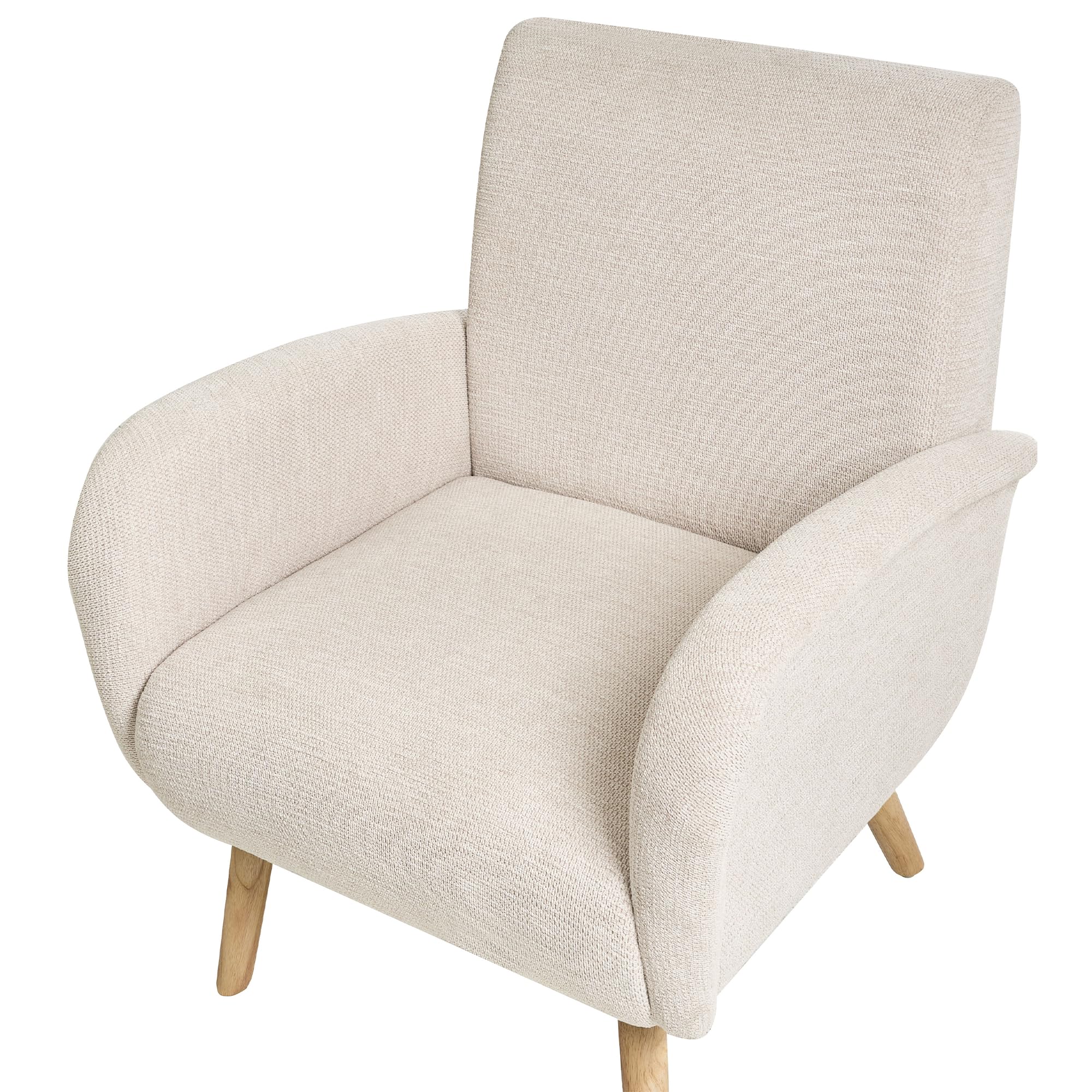 Beliani Poltrona in tessuto idrorepellente beige chiaro e gambe in legno di gomma con braccioli