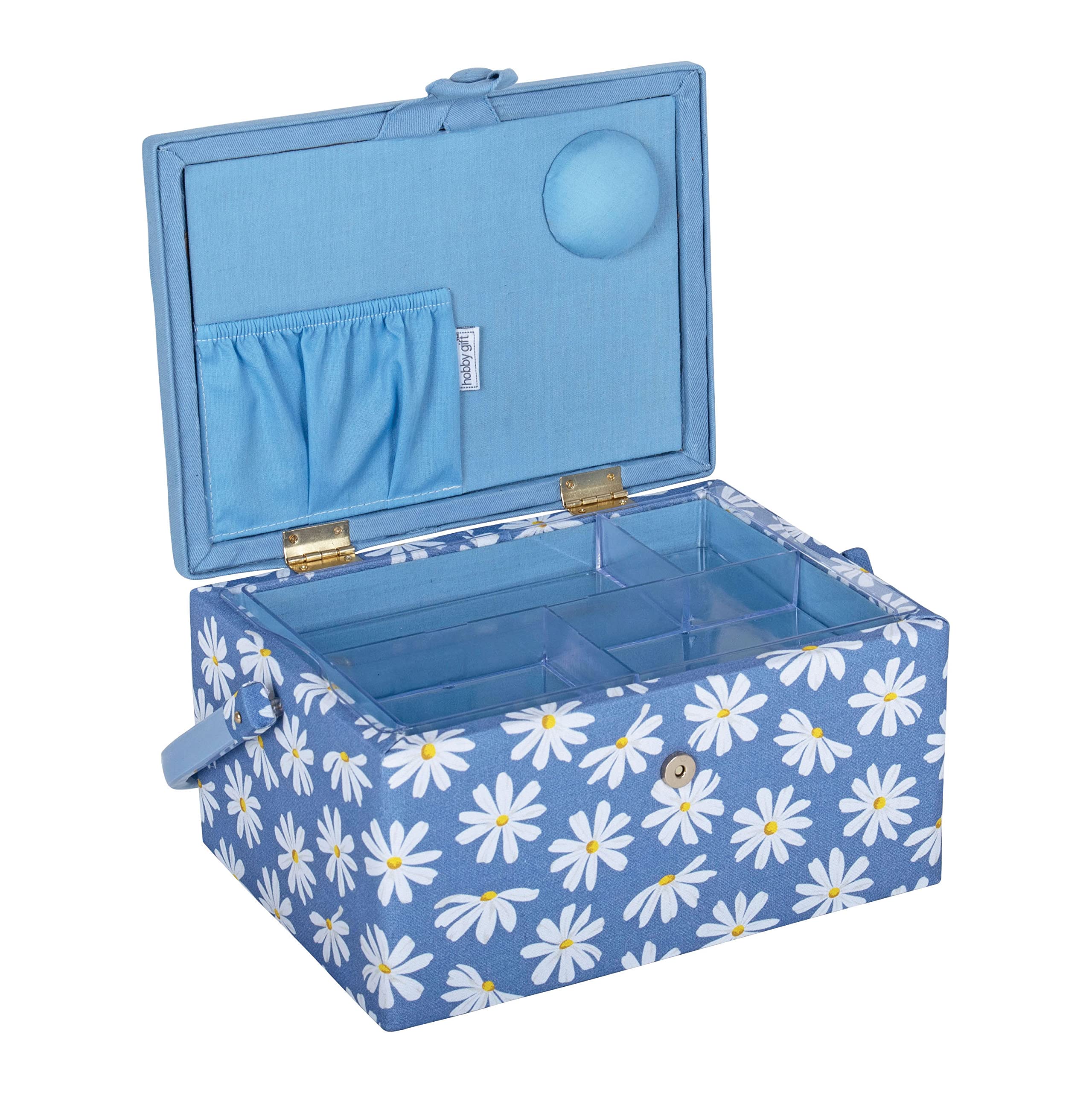 Kordelzug-Basteltasche Denim-Gänseblümchen – 100% Baumwolle, 17 X 30 X 28 Cm