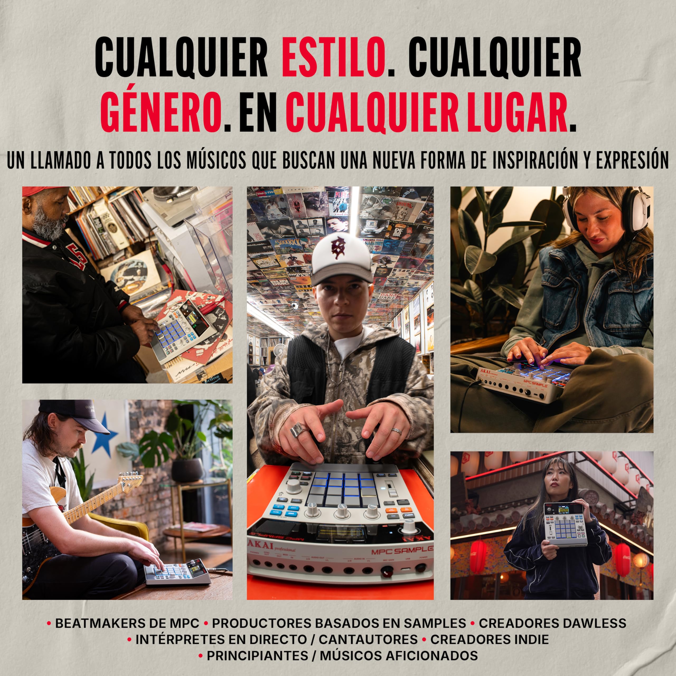 Akai Professional MPC Sample Sampler, Secuenciador y Procesador de Efectos Portátil Standalone con Batería Recargable, USB-C, Altavoz Integrado y Micrófono