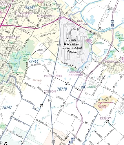 Miniatura 2 de Texas Map Store Mapa de pared arterial mayor del área regional de Austin, 42 pulgadas de ancho x 62 pulgadas de alto (laminado, a todo color)