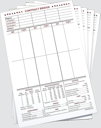 Miniatura 2 de Almohadillas de puntuación Contract Bridge, tamaño grande (5 almohadillas, 50 hojas cada una) Enjoy The Original. Fabricado en los Estados Unidos.
