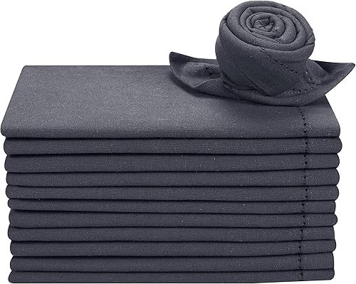 Juego de 12 servilletas de tela de algodón con dobladillo de 18 x 18 pulgadas, decorativas, suaves, duraderas, lavables, reutilizables, perfectas