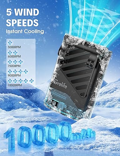 Miniatura 2 de Grelife Ventilador de cintura portátil AI 2025 recargable con pantalla LED y tiempo de funcionamiento de 40 horas, ventilador de clip personal de 5