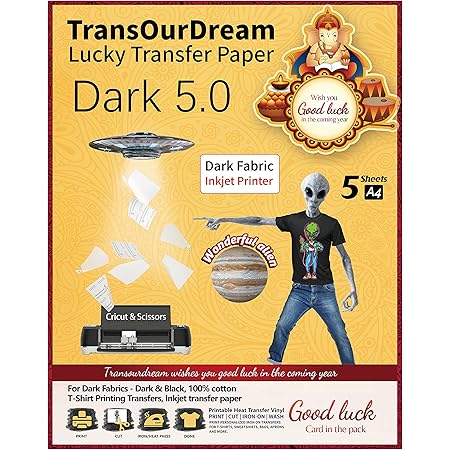 TransOurDream Dark 5.0 Iron on Heat Transfer Paper for Dark Fabric (5 ...