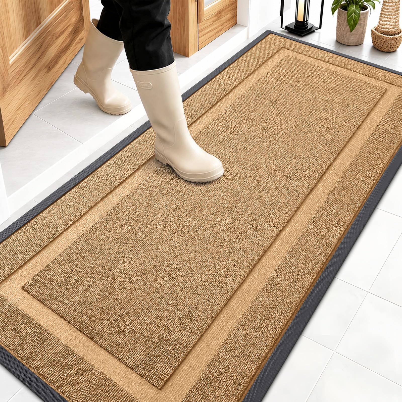 OLANLY Front Door Mat Outside 59x23, All-Season Heavy-Duty Rubber Doormat
