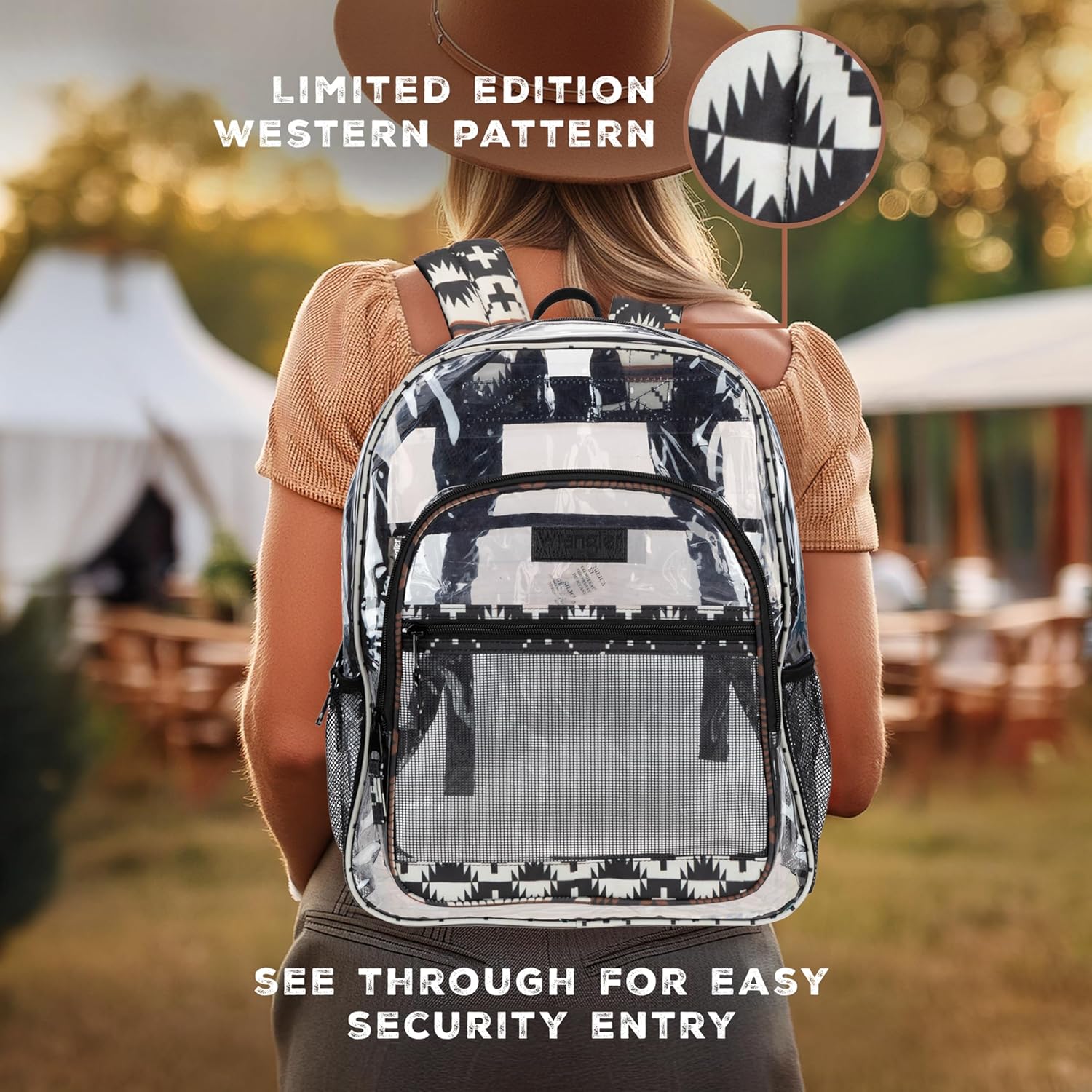 Wrangler Clear Backpack for Girls- Water Resistant Clear Bookbag, Plastic See Through Backpack for Stadium Events and School - Image 4