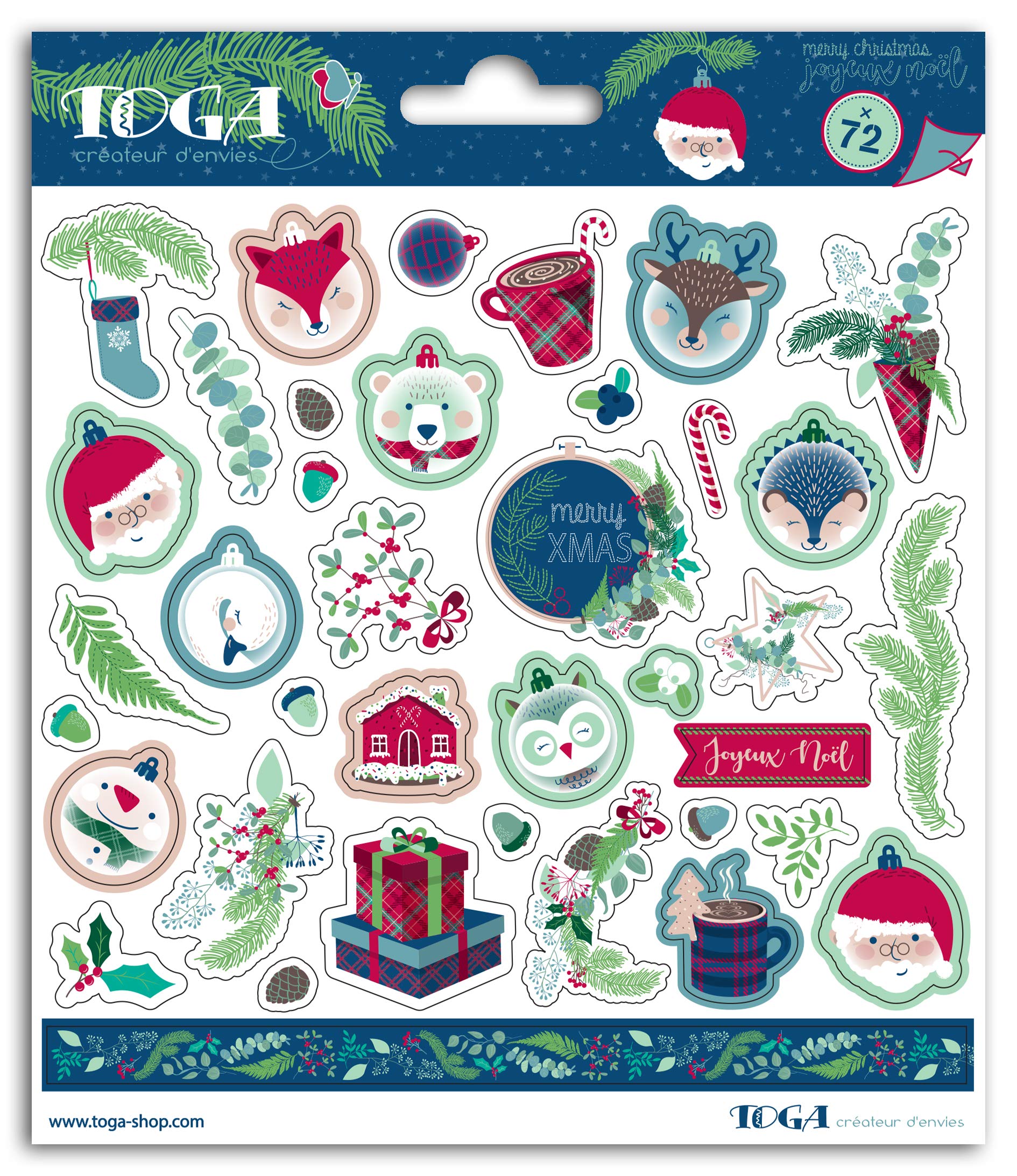 Toga Stickers Scottish Christmas, azul, verde y burdeos, talla única