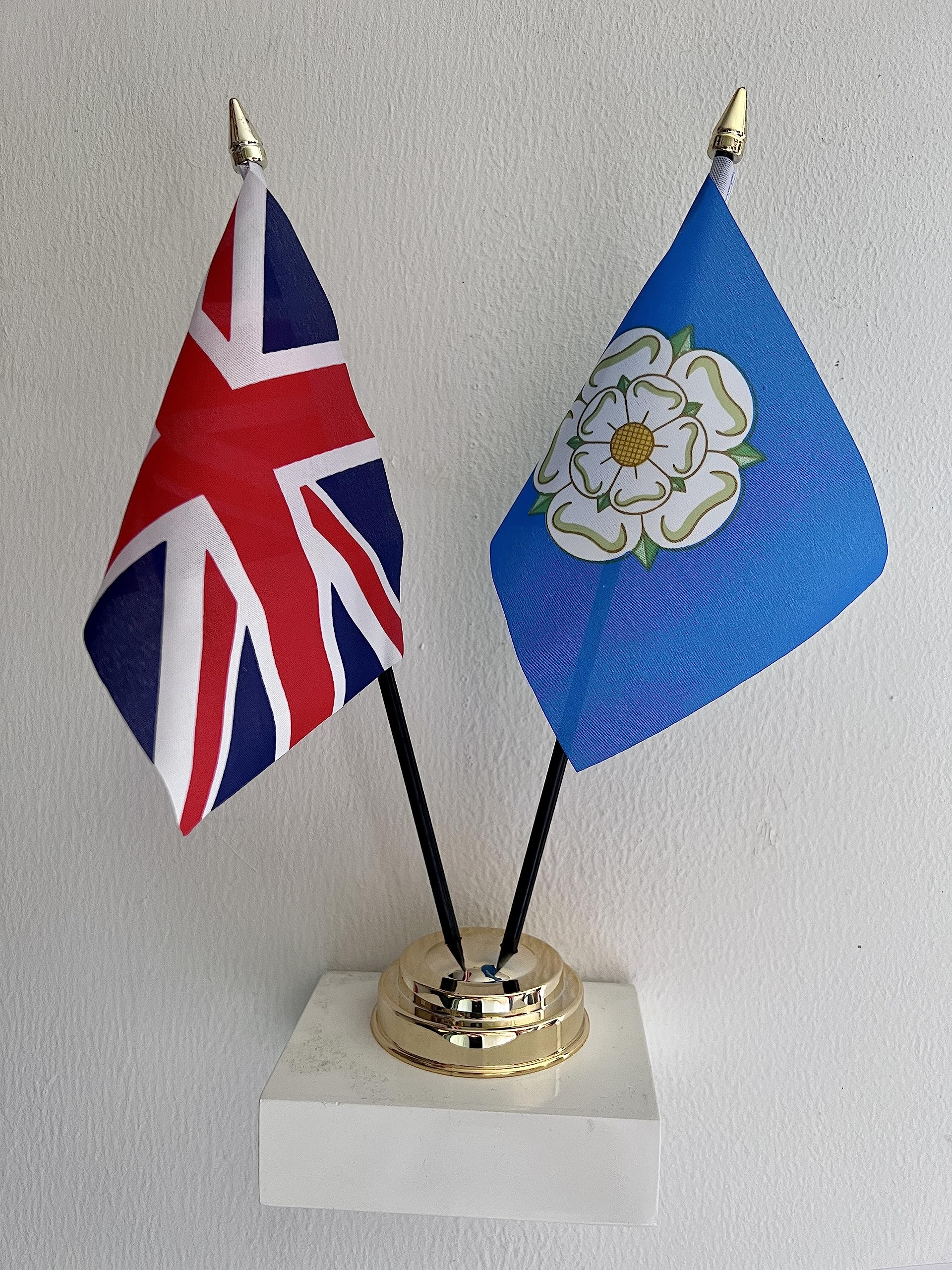 UNION JACK AND YORKSHIRE TABLE FLAG SET FLAGS